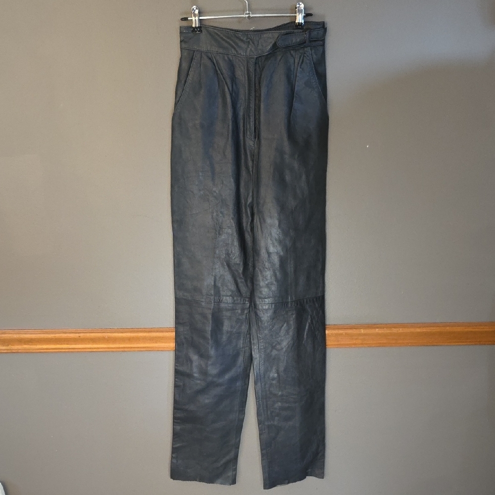 Black Leather High-Waisted Pants